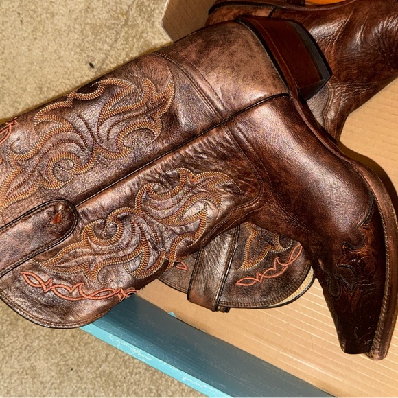 Tony Lama Tan Leather Boots - Picture 2 of 5